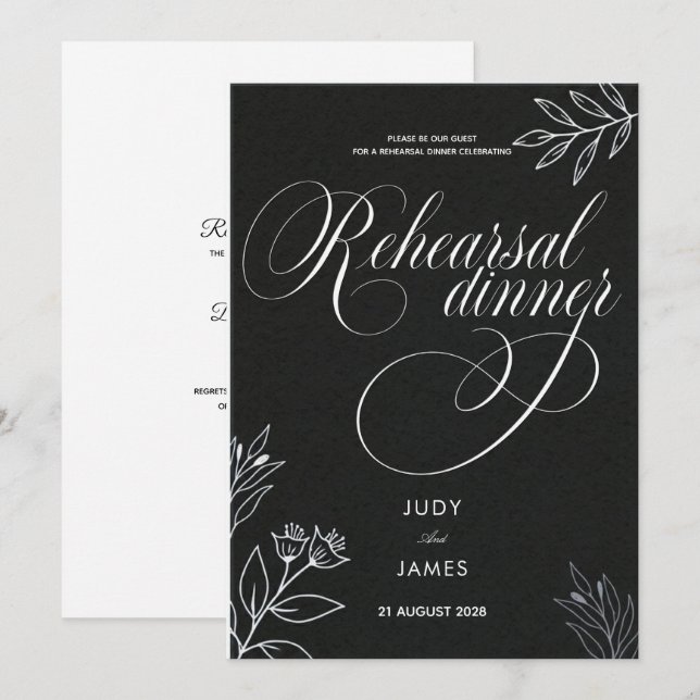 elegant simple classic rehearsal dinner invitation (Front/Back)