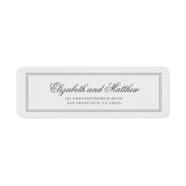 Elegant Simple Classic Wedding Return Address (Front)