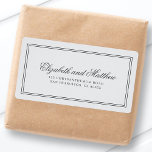 Elegant Simple Classic Wedding Return Address<br><div class="desc">Composed of simple straight lined frames with classic cursive script and serif typography. These elements are simple,  timeless,  and classic.. 

This is designed by White Paper Birch Co. exclusive for Zazzle.

Available here:
http://www.zazzle.com/store/whitepaperbirch</div>