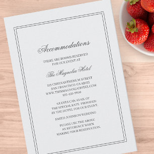 Elegant Simple Classic White Wedding Accommodation Enclosure Card