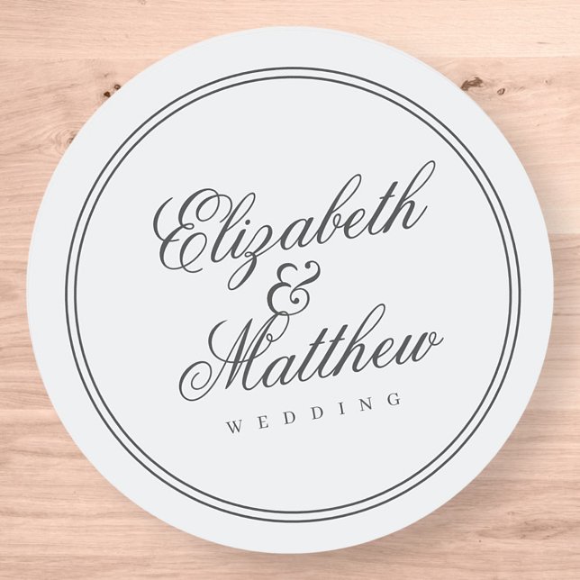 Elegant Simple Classic White Wedding Classic Round Sticker (Creator Uploaded)