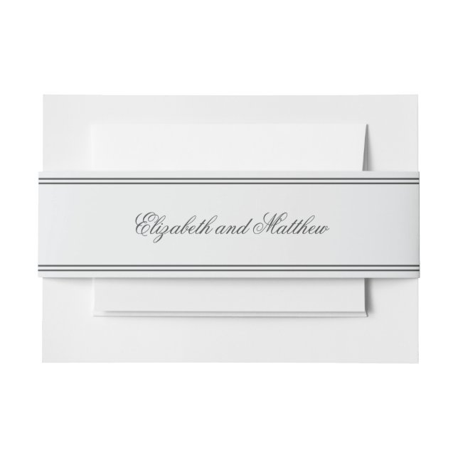 Elegant Simple Classic White Wedding Invitation Belly Band (Front Example)