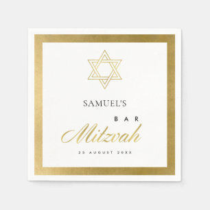 ELEGANT SIMPLE CLEAN FAUX GOLD BAR BAT MITZVAH NAPKIN