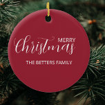 Elegant Simple Clean Frosted Berry Christmas   Ceramic Ornament<br><div class="desc">Elegant,  simple,  clean,  Frosted Berry Christmas Ceramic Ornament with white handwritten personalized stylish text. 
This stylish design will make you feel special this holiday season</div>