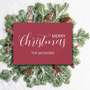 Elegant Simple Clean Frosted Berry Christmas   Holiday Card