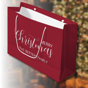 Elegant Simple Clean Frosted Berry Christmas   Large Gift Bag