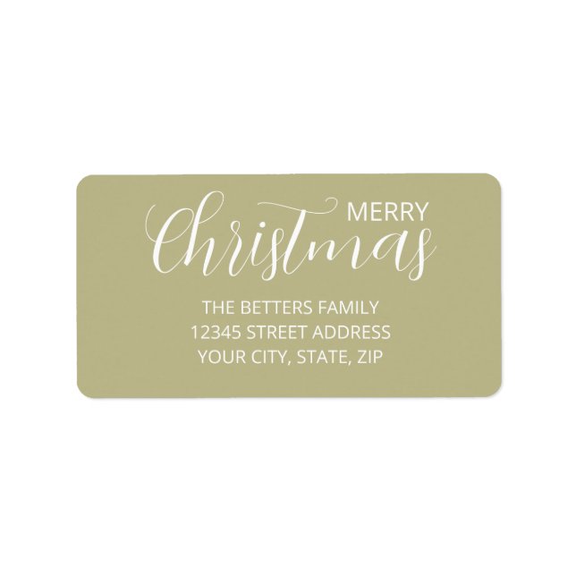 Elegant Simple Clean Sage Green Christmas   Label (Front)