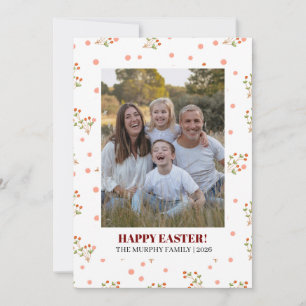 Elegant Simple Colorful Floral Easter Family Photo Holiday Card