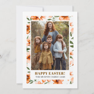 Elegant Simple Colorful Floral Easter Family Photo Holiday Card