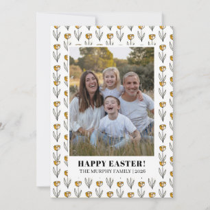 Elegant Simple Colorful Floral Easter Family Photo Holiday Card