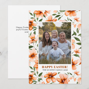Elegant Simple Colourful Floral Easter Family Phot Holiday Card