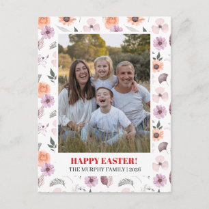 Elegant Simple Colourful Floral Easter Family Phot Holiday Postcard