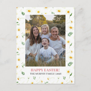 Elegant Simple Colourful Floral Easter Family Phot Holiday Postcard