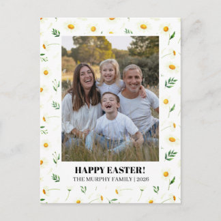 Elegant Simple Colourful Floral Easter Family Phot Holiday Postcard