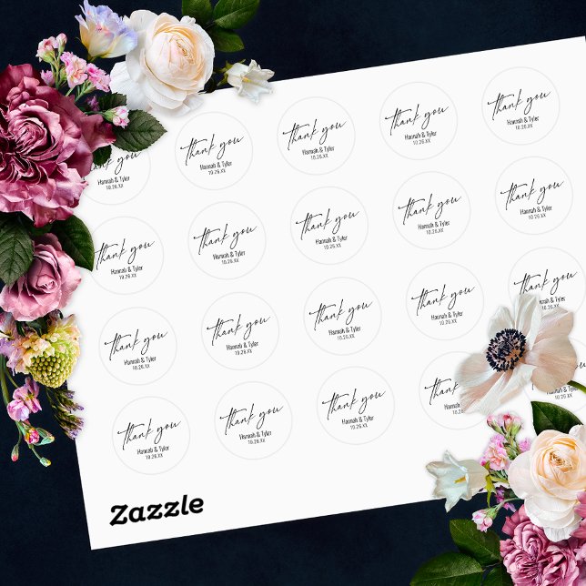 Elegant Simple Contemporary Handwriting Thank You Classic Round Sticker (Creator Uploaded)