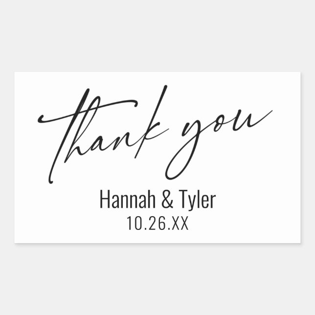 Elegant Simple Contemporary Handwriting Thank You Sticker (Front)