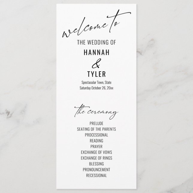 Elegant Simple Contemporary Typography Black White Program (Front)