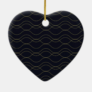 Elegant, simple, cool, trendy wavy illustration ceramic ornament