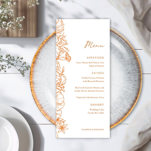 Elegant Simple Copper Floral Garden Wedding Menu (Creator Uploaded)