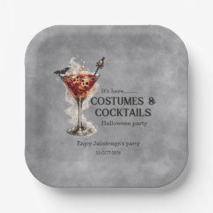 Elegant Simple Costumes Cocktails Halloween Party Paper Plate