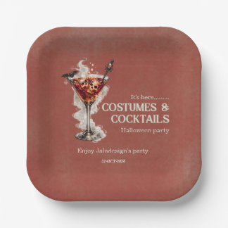 Elegant Simple Costumes Cocktails Halloween Party Paper Plate