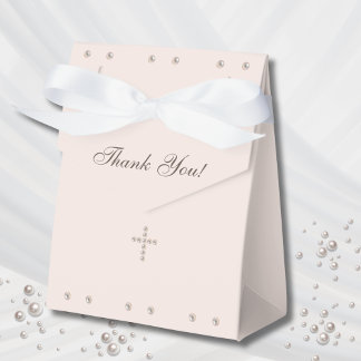 Elegant Simple Cross Christian Baptism Favor Box