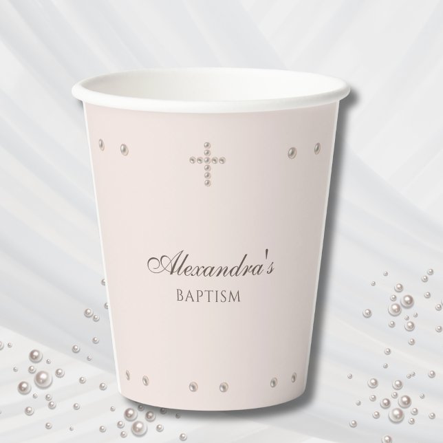 Elegant Simple Cross Christian Baptism Paper Cups (Creator Uploaded)
