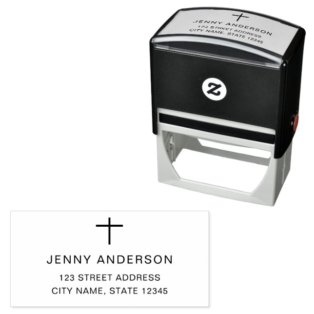 Elegant Simple Cross Christian Return Address  Self-inking Stamp (In Situ)