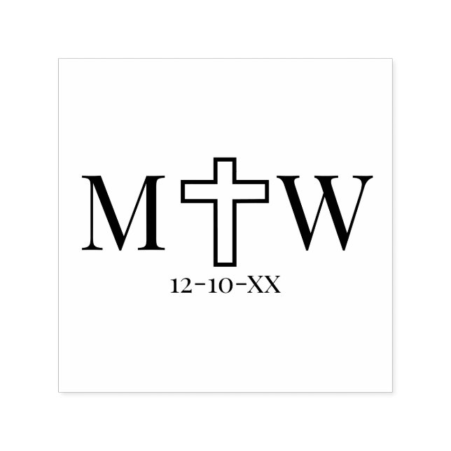 Elegant Simple Cross Couple 2 Init Monogram Date Self-inking Stamp (Design)