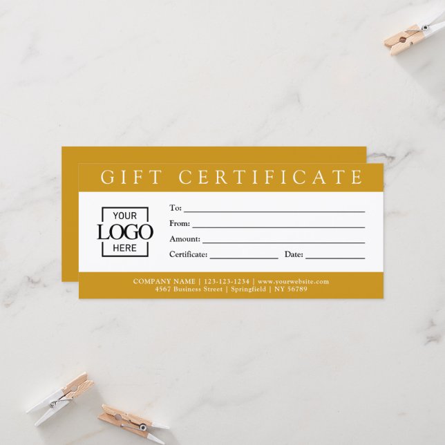 Elegant Simple Custom Business Gift Certificate wi (Front/Back In Situ)