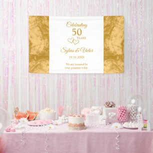 Elegant Simple Custom Gold 50th Anniversary Party Banner