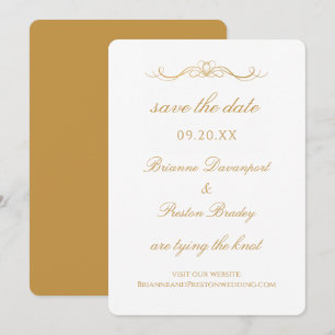Elegant Simple Custom Gold & White Script Wedding Save The Date