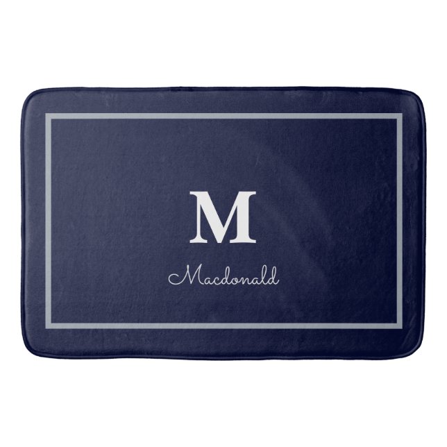 Elegant Simple Custom Monogram  Bath Mat (Front)