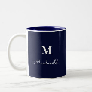 Elegant Simple Custom Monogram  Two-Tone Coffee Mug