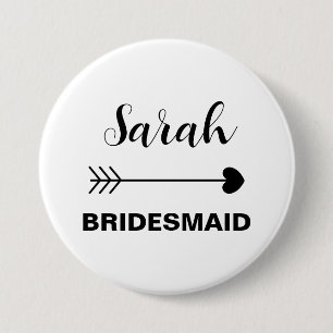 Elegant & Simple Custom Name Bridesmaid 3 Inch Round Button