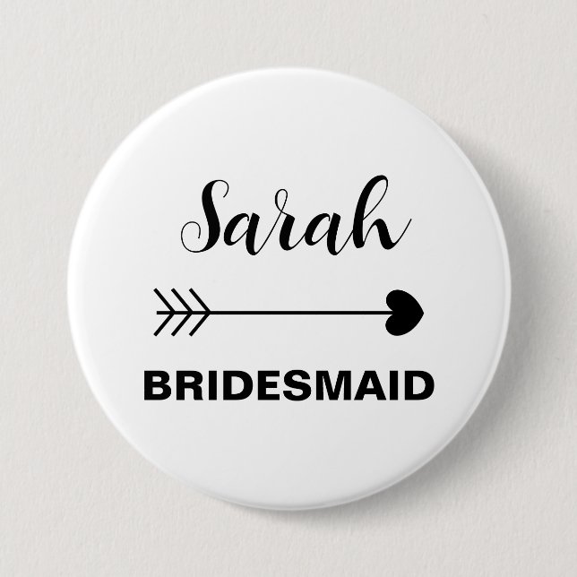 Elegant & Simple Custom Name Bridesmaid 3 Inch Round Button (Front)