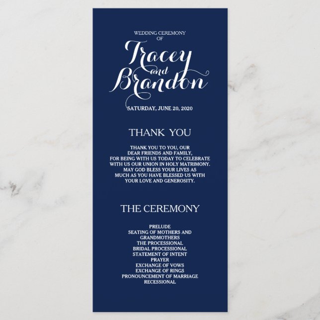 Elegant Simple Custom Wedding Program (Front)