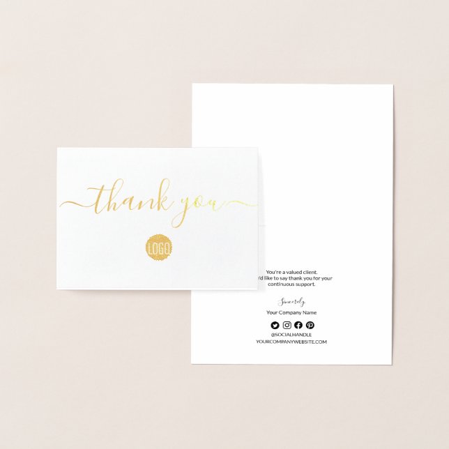 Elegant Simple Customer Thank you business logo Foil Card (Display)
