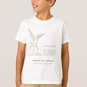 Elegant Simple Cute Blue Bunny Boys Kids Birthday T-Shirt