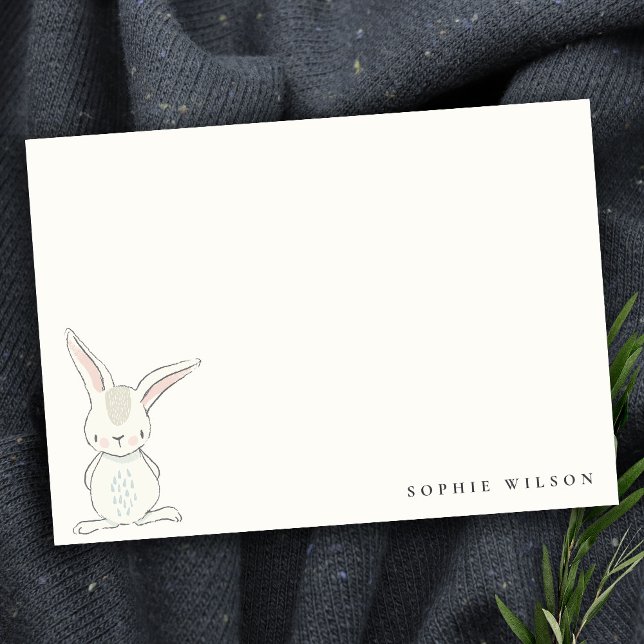 Elegant Simple Cute Blue Pink Bunny Kids Birthday Card (Creator Uploaded)