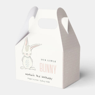Elegant Simple Cute Bunny Pink Blush Kids Birthday Favor Box