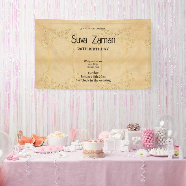 Elegant Simple Cute Grey 20th Birthday Banner (Party)