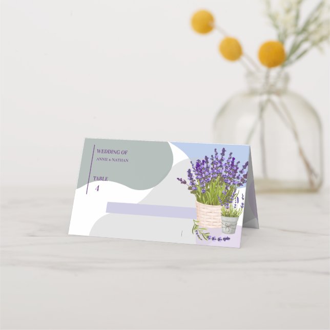 Elegant Simple Cute Lavender Floral Bloom Wedding  Place Card (Front)