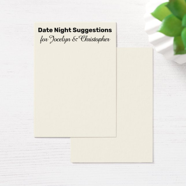 Elegant, Simple Date Night Suggestions Cream Card (Desk)