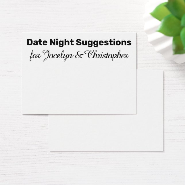 Elegant, Simple Date Night Suggestions White Card (Desk)