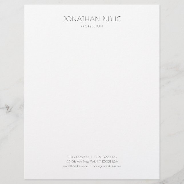 Elegant Simple Design Black White Template Modern Letterhead (Front)