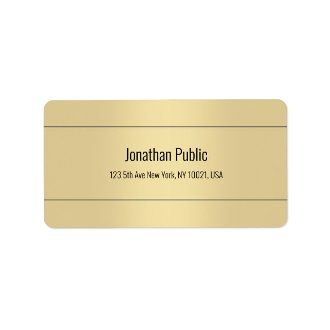 Elegant Simple Design Template Gold Colour Address Label (Front)