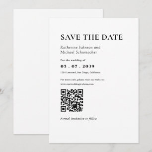Elegant & Simple details & QR Code Wedding Save The Date