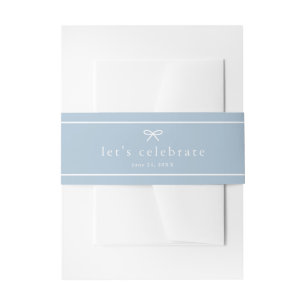 Elegant Simple Dusty Blue Boys Baby Shower Invitation Belly Band