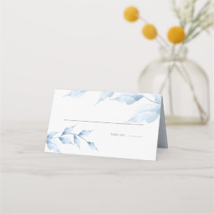 Elegant Simple Dusty Blue  Foliage Place Card